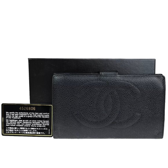 CHANEL CC Logo Long Bifold Wallet Grained Calfskin Leather BK GHW - Picture 1 of 16